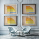 Design for Cincinnati Union Terminal. Study for the color treatment of the ceiling 1933 Winold Reiss framed posters mockup