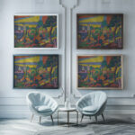 Design for Deer Hunting Mural in the Cabaret Theatre Club 1912 Spencer Frederick Gore framed posters mockup