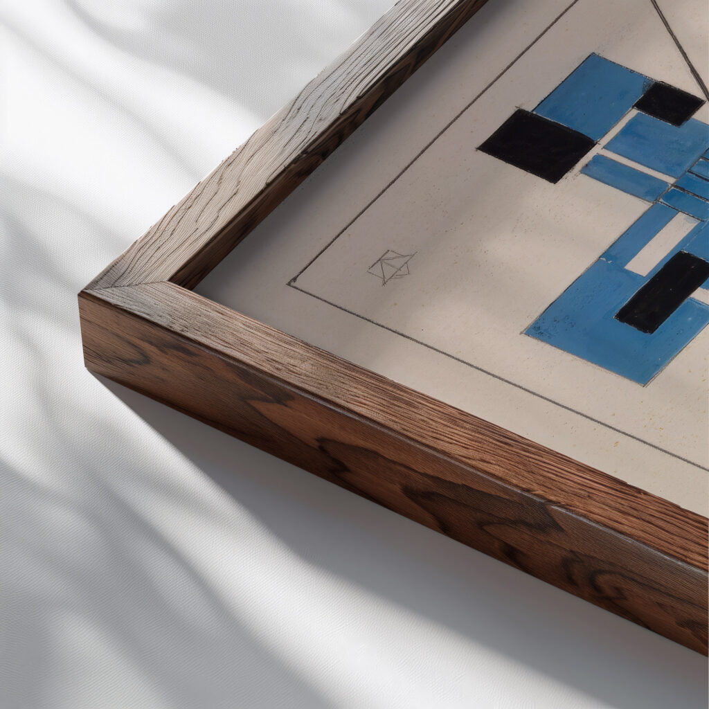 Design for Poster 1919 Theo van Doesburg close up dark wood mockup