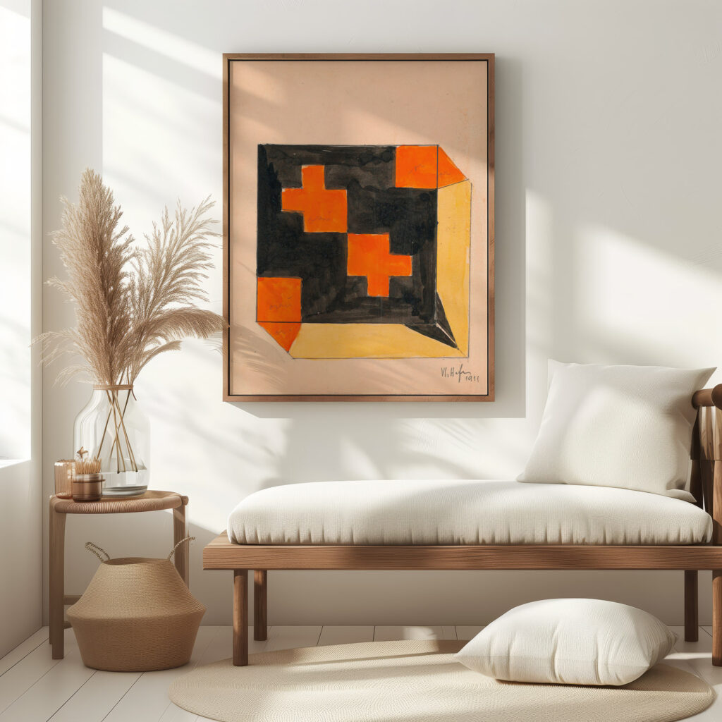 Design for Textile in Orange Black and Yellow 1911 Unknown 5 mockup
