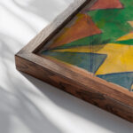 Design for a Textile with Stylized Leaf 1911 Unknown close up dark wood mockup