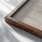 Design for a soup plate c. 1889 Jules Auguste Habert Dys close up dark wood mockup