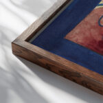 Design for the cover of the almanac ‘The Blue Rider 1911 Wassily Kandinsky close up dark wood mockup