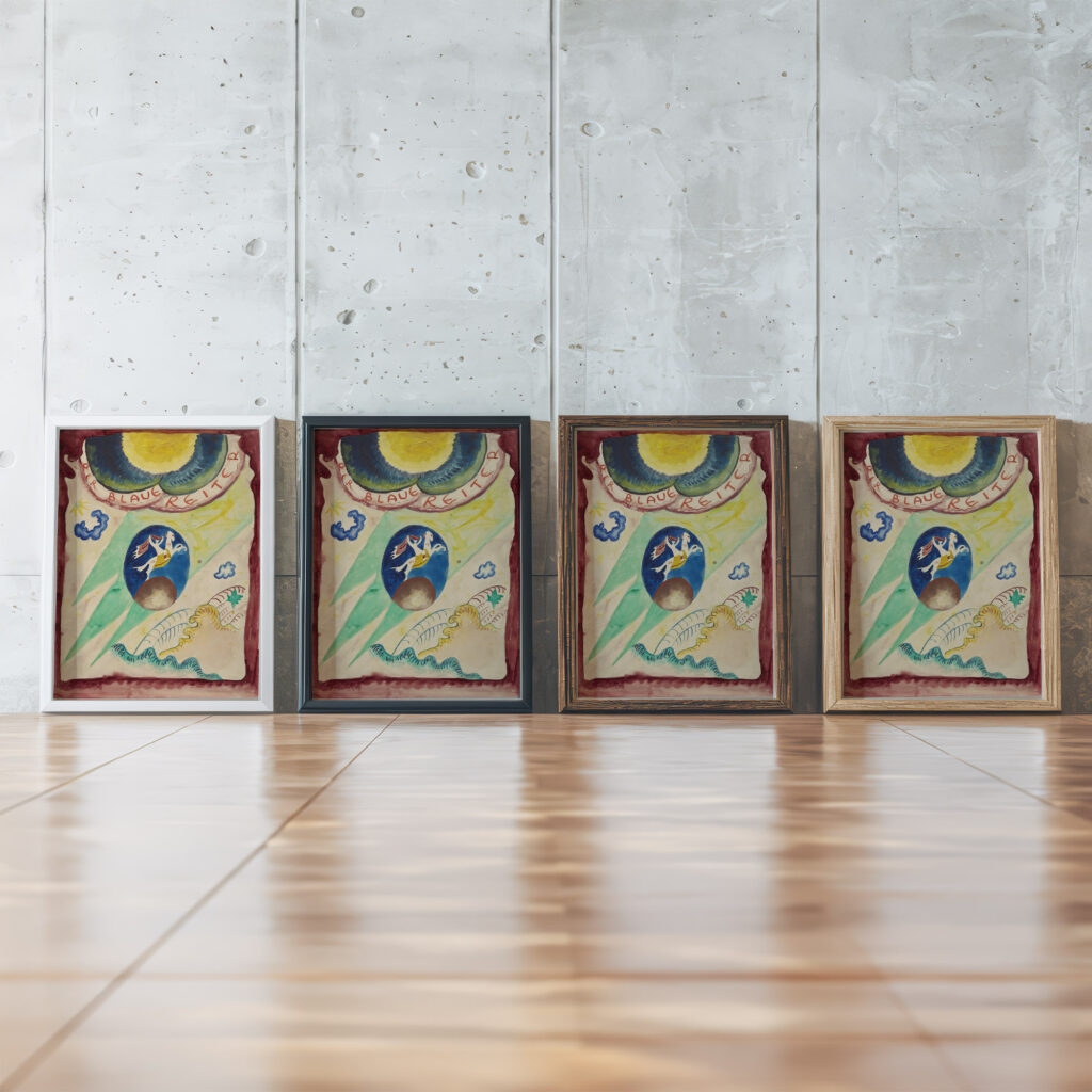 Design for the cover of the almanac ‘The Blue Rider III 1911 Wassily Kandinsky framed posters mockup