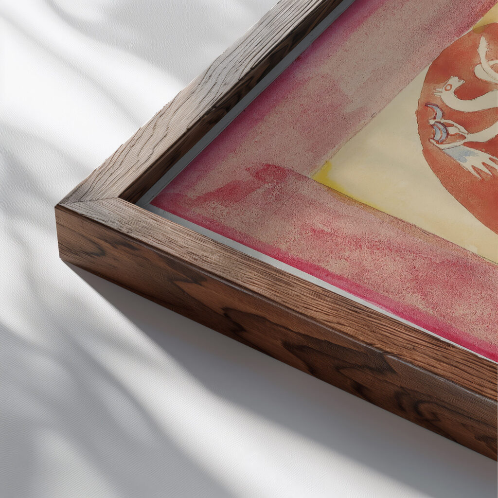 Design for the cover of the almanac ‘The Blue Rider VI 1911 Wassily Kandinsky close up dark wood mockup