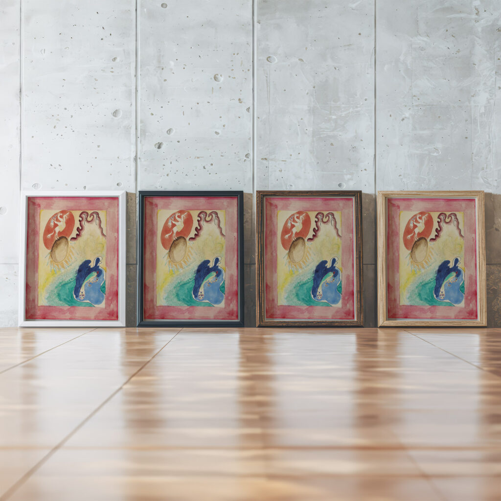 Design for the cover of the almanac ‘The Blue Rider VI 1911 Wassily Kandinsky framed posters mockup