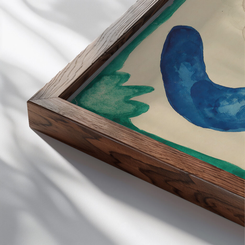 Design for the cover of the almanac ‘The Blue Rider VIII 1911 Wassily Kandinsky close up dark wood mockup