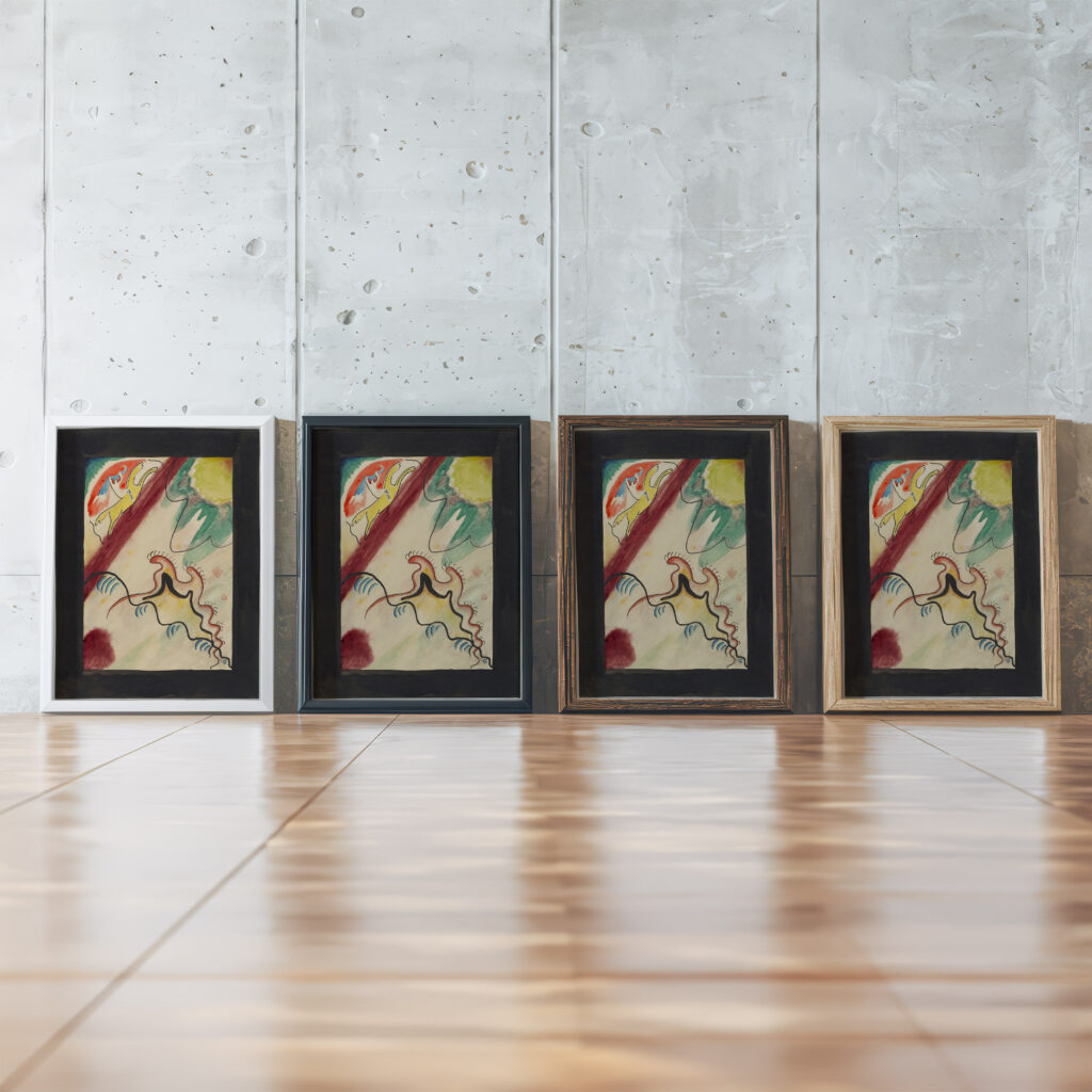 Design for the cover of the almanac ‘The Blue Rider VIIII 1911 Wassily Kandinsky framed posters mockup