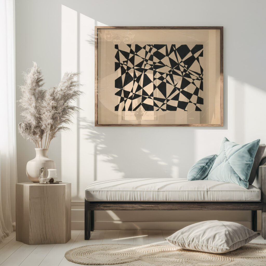 Design for unidentified floor black Belgian marble and royal grey. Drawing with abstract pattern 1910 Winold Reiss 5 mockup