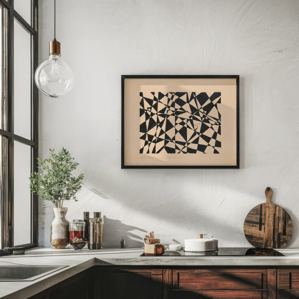 Design for unidentified floor black Belgian marble and royal grey. Drawing with abstract pattern 1910 Winold Reiss 6 mockup