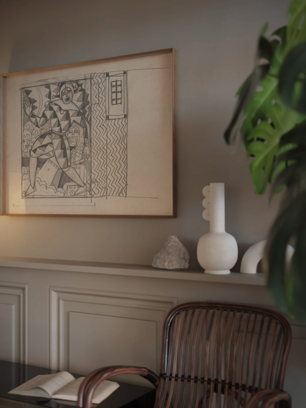 Design sketches for Hotel Alamac 71st and Broadway New York NY.Sketch for Medieval Grill Murals 1923 Winold Reiss video mockup