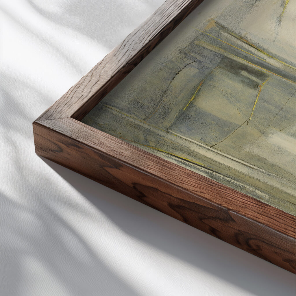 Design—Gray Lowell Daunt Collins close up dark wood mockup