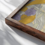 Dessin De Fleurs Georges de Feure close up dark wood mockup