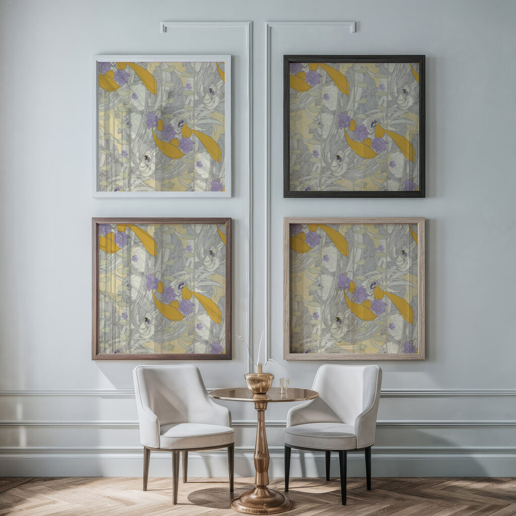 Dessin De Fleurs Georges de Feure framed posters mockup