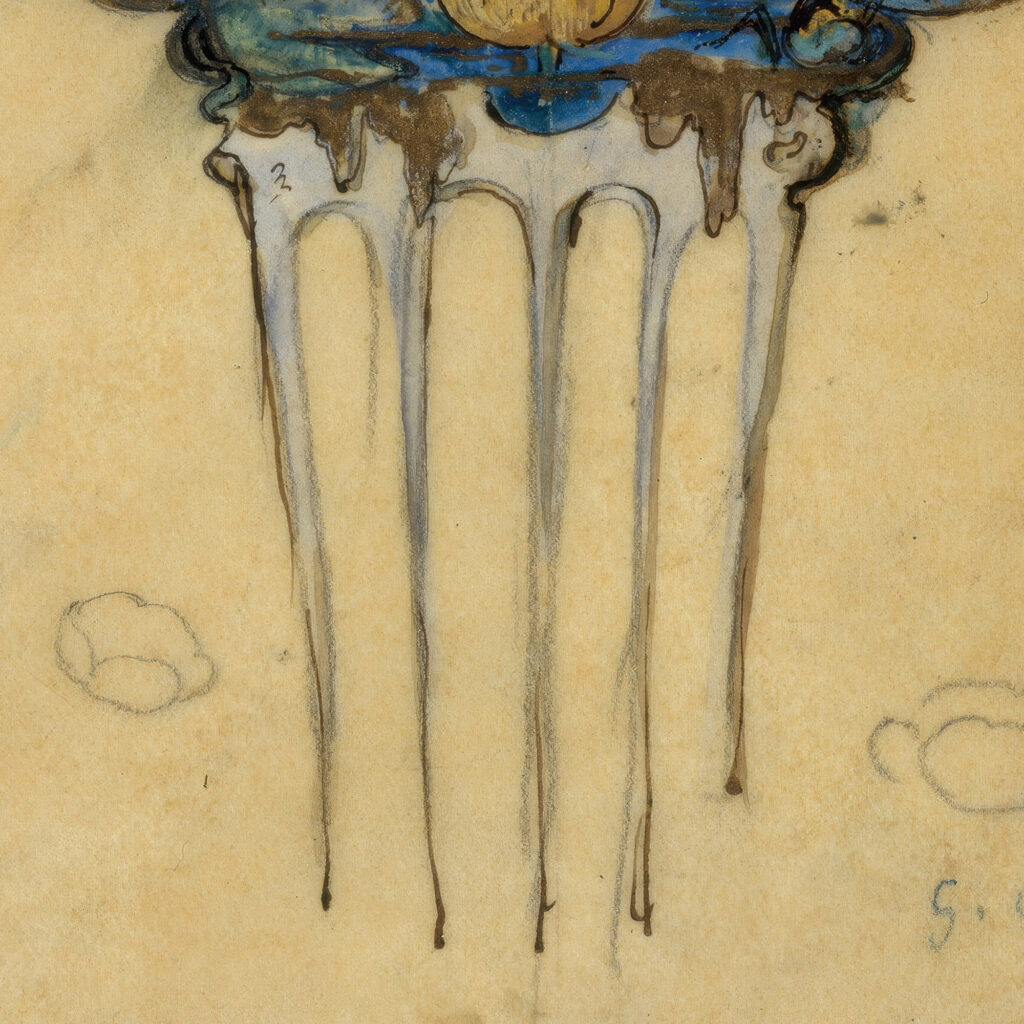 Dessin preparatoire pour un peigne orne de cygnes et de nenuphars 1900 Georges Callot 8 mockup