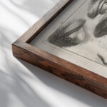 Details van gezichten 1682 Jean Lepautre close up dark wood mockup