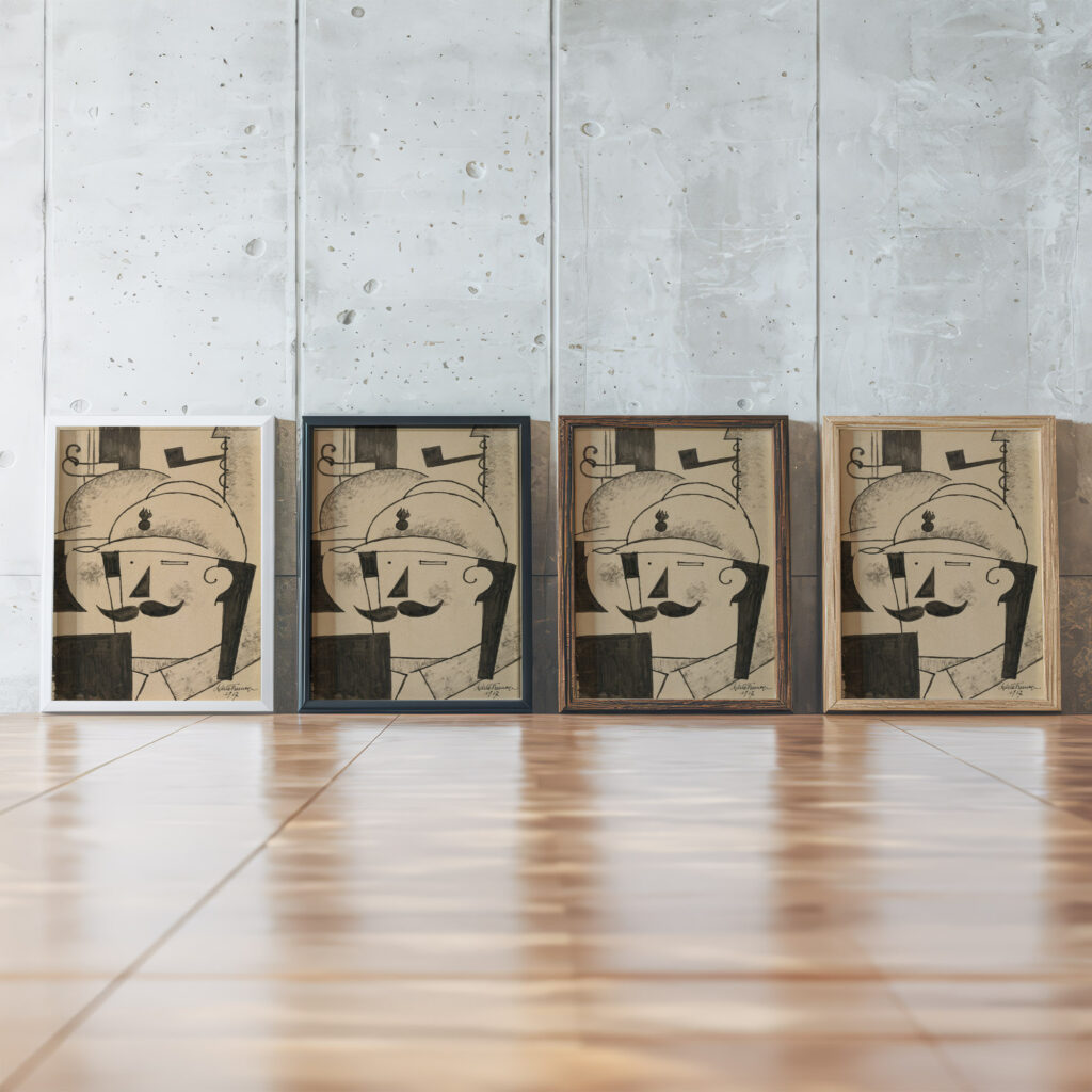 Deux Fantassins Casques Two Helmeted Infantrymen 1917 Roger de La Fresnaye framed posters mockup