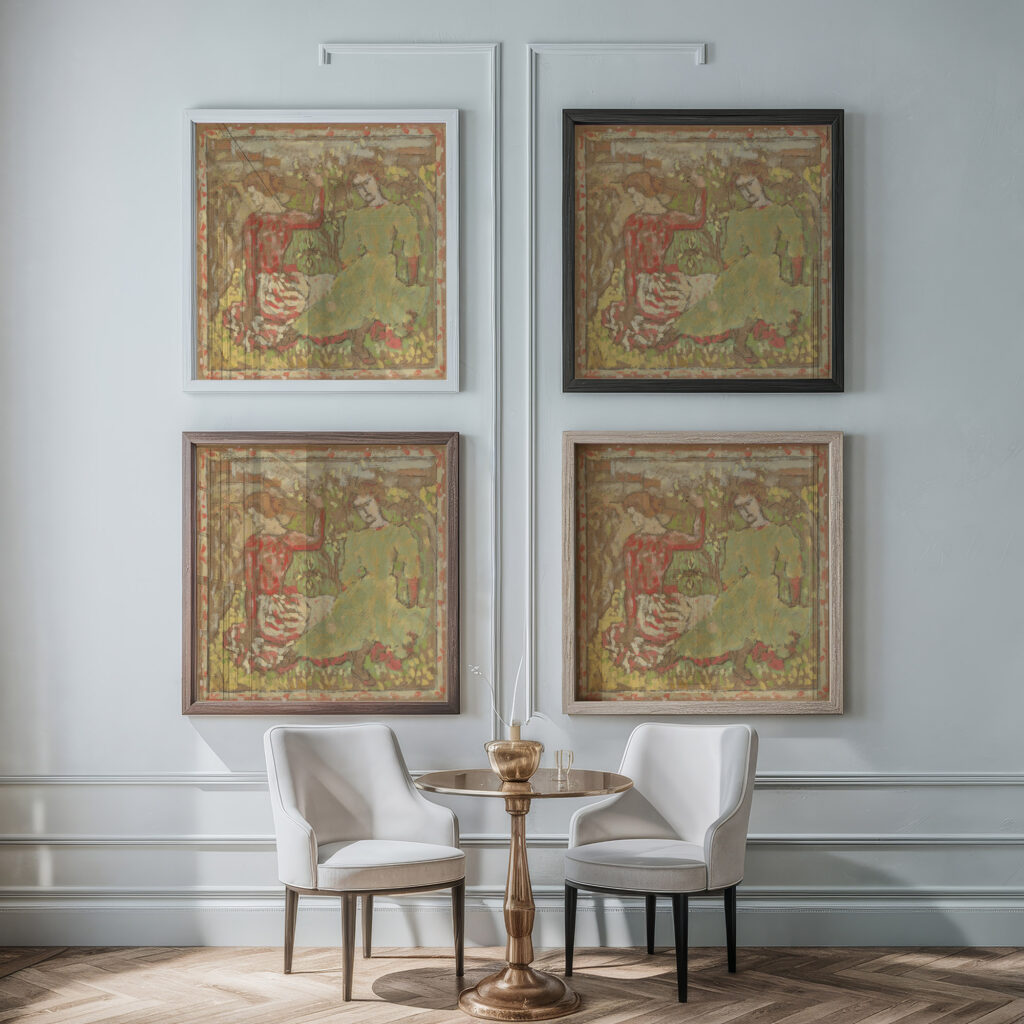 Deux Jeunes Femmes dans un verger 1900 Aristide Maillol framed posters mockup