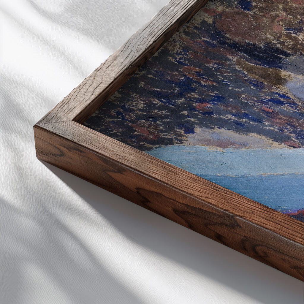 Deux ouvrieres dans latelier de couture Two Seamstresses in the Workroom 1893 Edouard Vuillard close up dark wood mockup