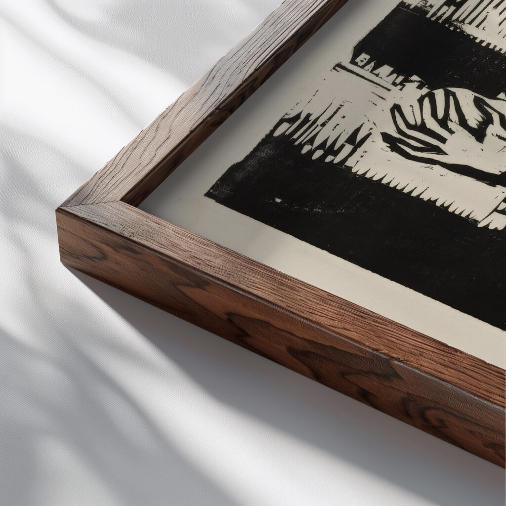 Die Bergsteiger ca 1928 Ernst Ludwig Kirchner close up dark wood mockup