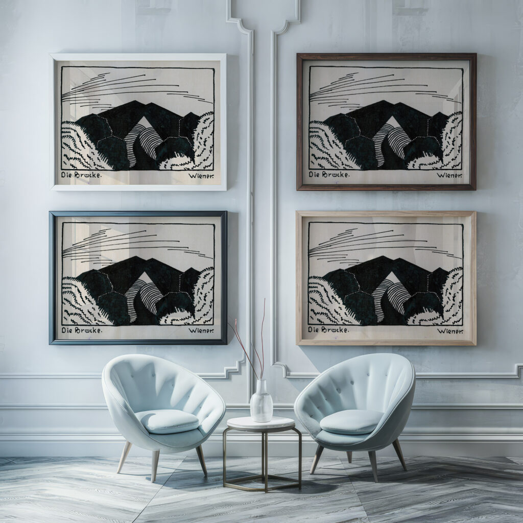 Die Brucke around 1920 Karl Wiener framed posters mockup
