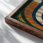 Die Delphine Ein absolutt ungefahrlicher RiesenVogel 1928 Adolf Wolfli close up dark wood mockup