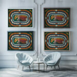 Die Delphine Ein absolutt ungefahrlicher RiesenVogel 1928 Adolf Wolfli framed posters mockup