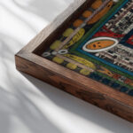 Die GeschaftsVerkehr Handels und Industriereiche Insel Korfu im baltischen Meer 1919 Adolf Wolfli close up dark wood mockup