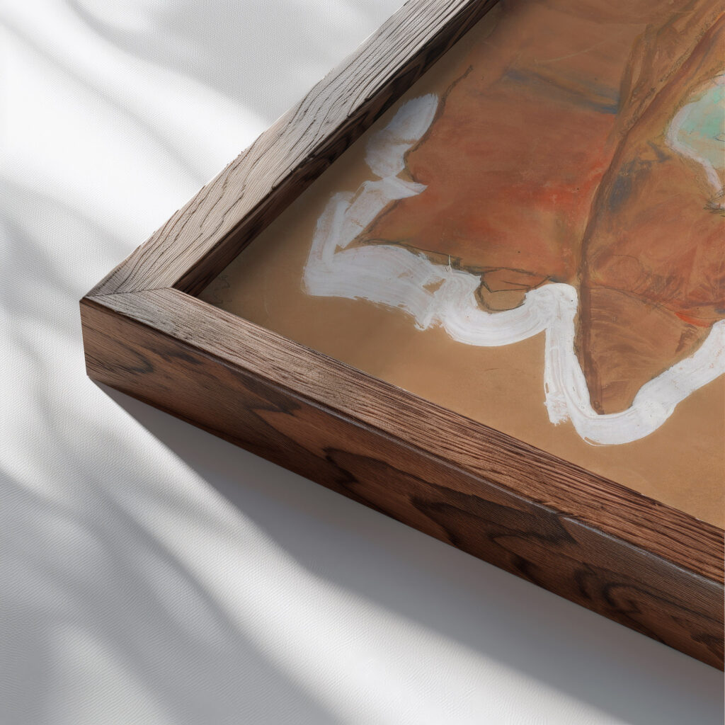 Die Hamische 1910 Egon Schiele close up dark wood mockup