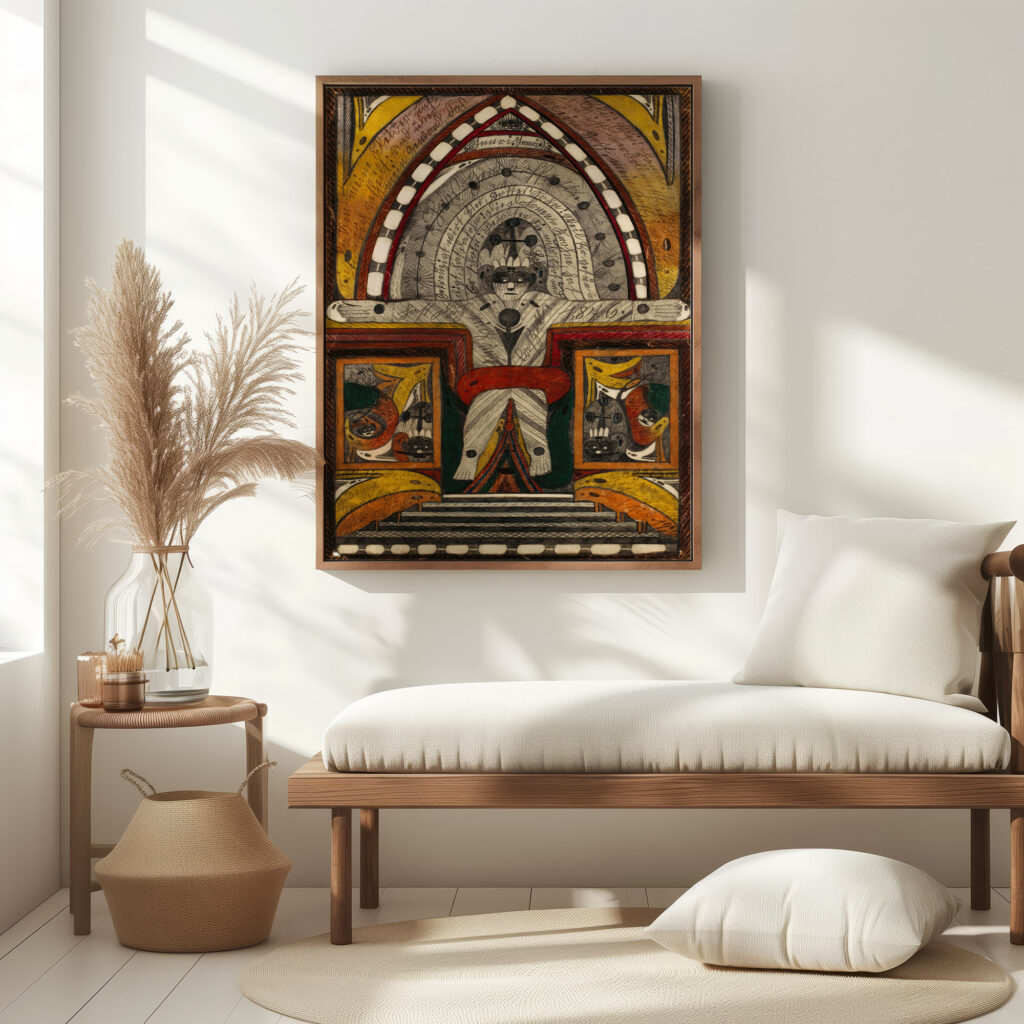 Die Kreuzigung meiner Wenigkeit auf der BiskayaHavenInsel im stillen Ozean im SpahtSommer 1876 1920 Adolf Wolfli 5 mockup