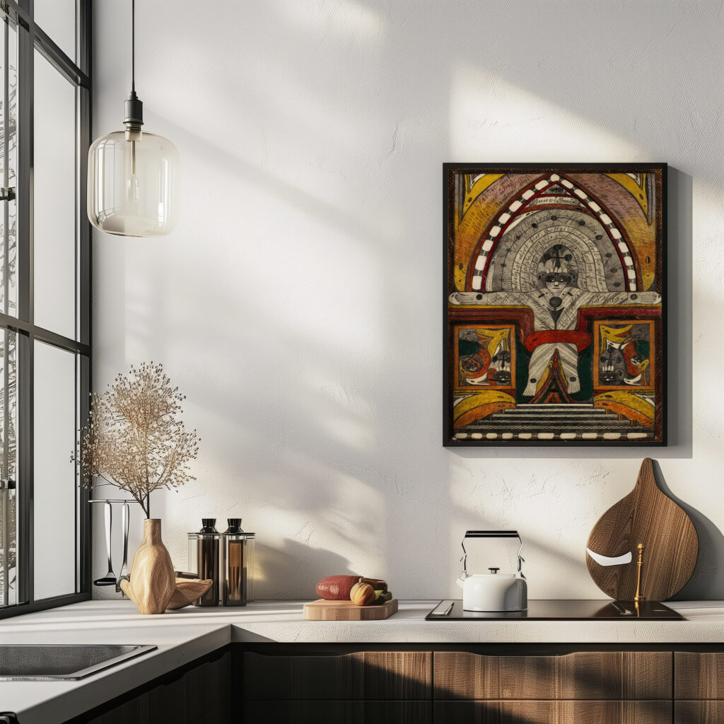 Die Kreuzigung meiner Wenigkeit auf der BiskayaHavenInsel im stillen Ozean im SpahtSommer 1876 1920 Adolf Wolfli 6 mockup