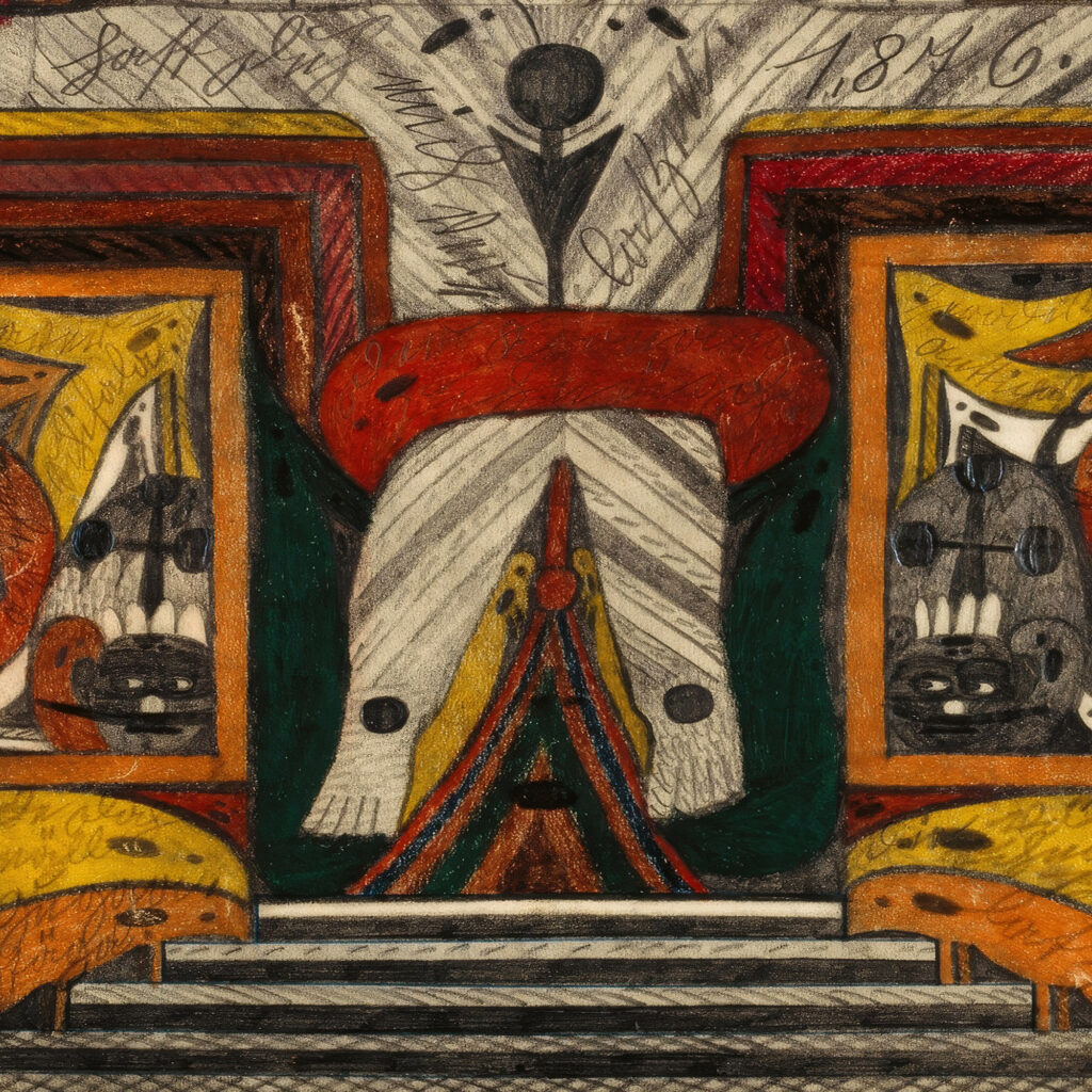 Die Kreuzigung meiner Wenigkeit auf der BiskayaHavenInsel im stillen Ozean im SpahtSommer 1876 1920 Adolf Wolfli 8 mockup