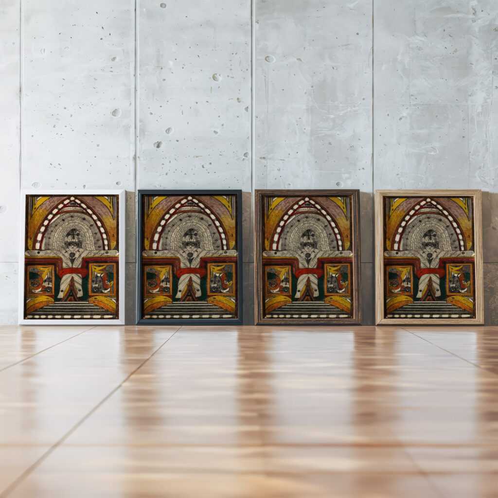 Die Kreuzigung meiner Wenigkeit auf der BiskayaHavenInsel im stillen Ozean im SpahtSommer 1876 1920 Adolf Wolfli framed posters mockup