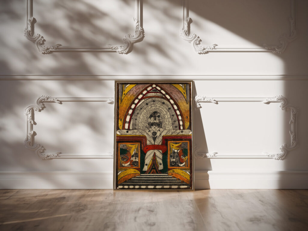 Die Kreuzigung meiner Wenigkeit auf der BiskayaHavenInsel im stillen Ozean im SpahtSommer 1876 1920 Adolf Wolfli video mockup