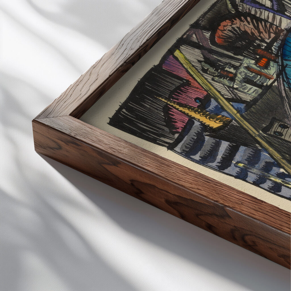 Die Maschine around 1923 Karl Wiener close up dark wood mockup