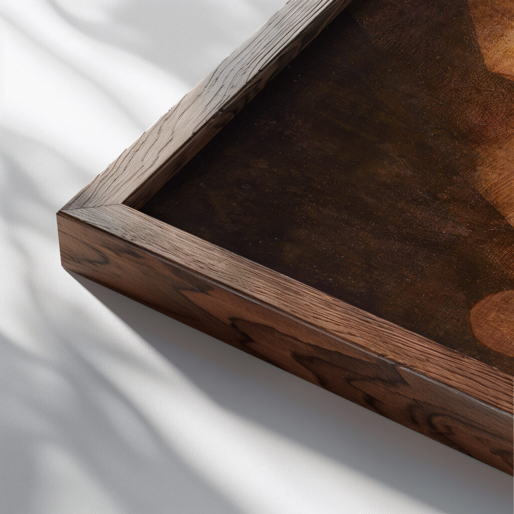 Die Schlange auf der Leiter 1929 Paul Klee close up dark wood mockup