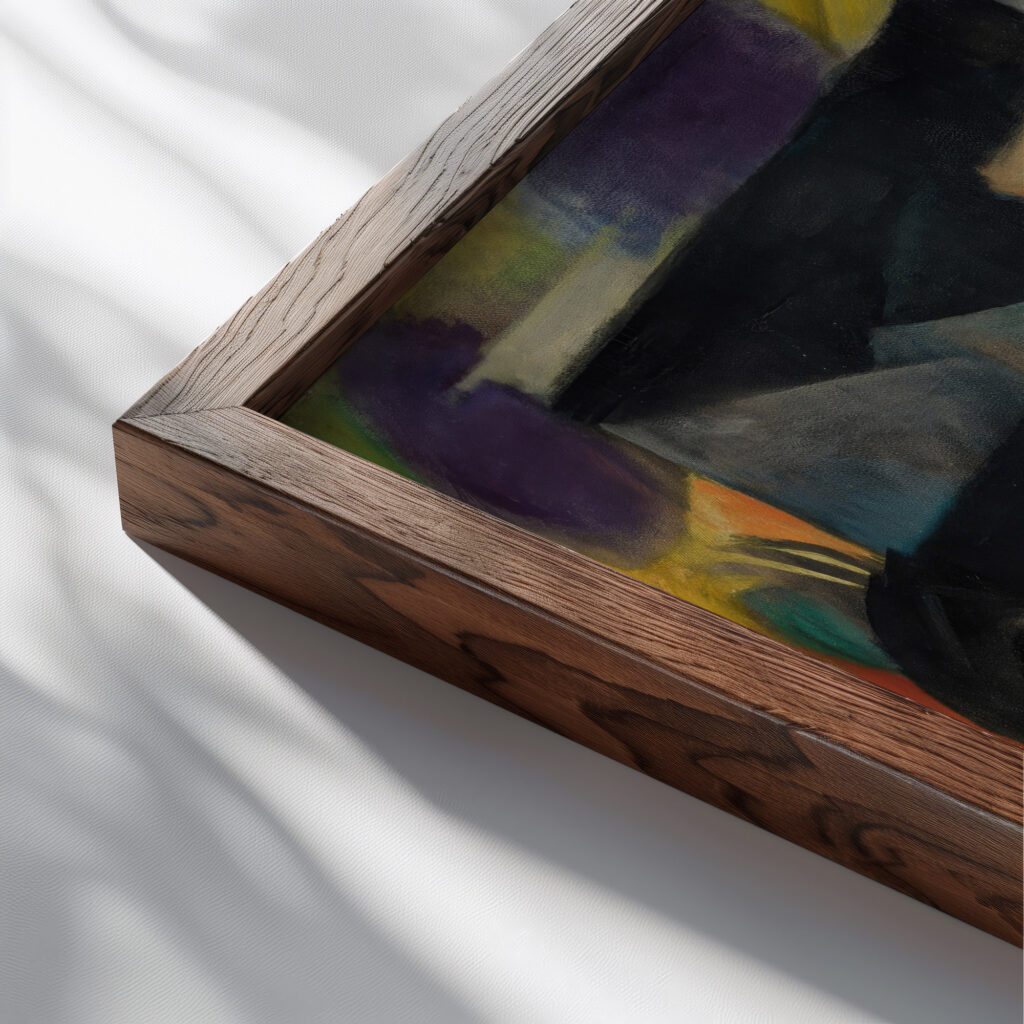 Die Wolfe Balkankrieg The Wolves Balkan War 1913 Franz Marc close up dark wood mockup