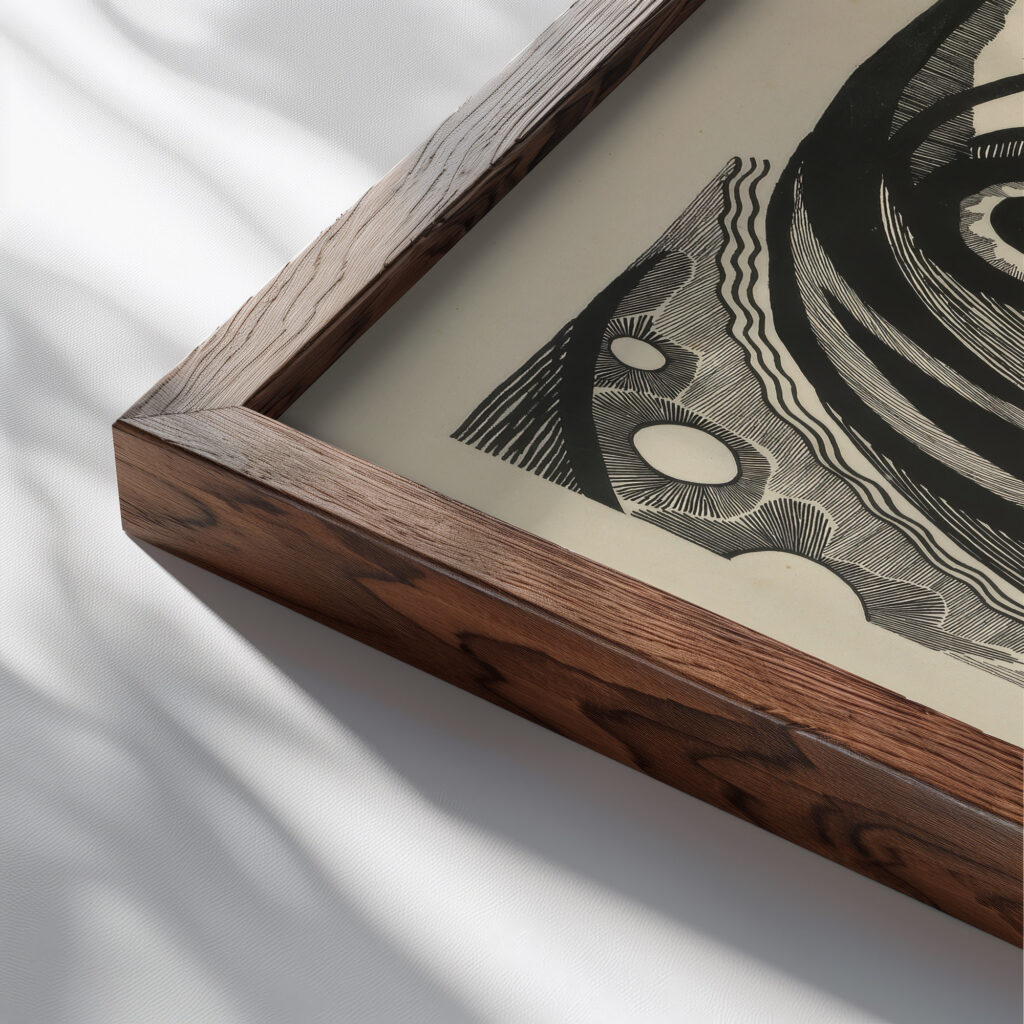 Die Zeichen 1919 20 Otto Freundlich 5 close up dark wood mockup