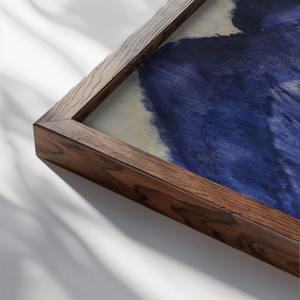 Die blauen Berge ca 1912 Christian Rohlfs close up dark wood mockup