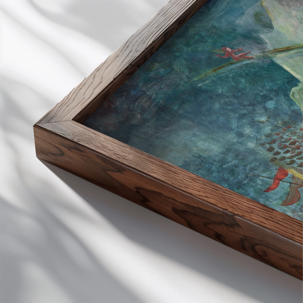 Die verzauberte Insel Sturm 1935 Oskar Laske close up dark wood mockup