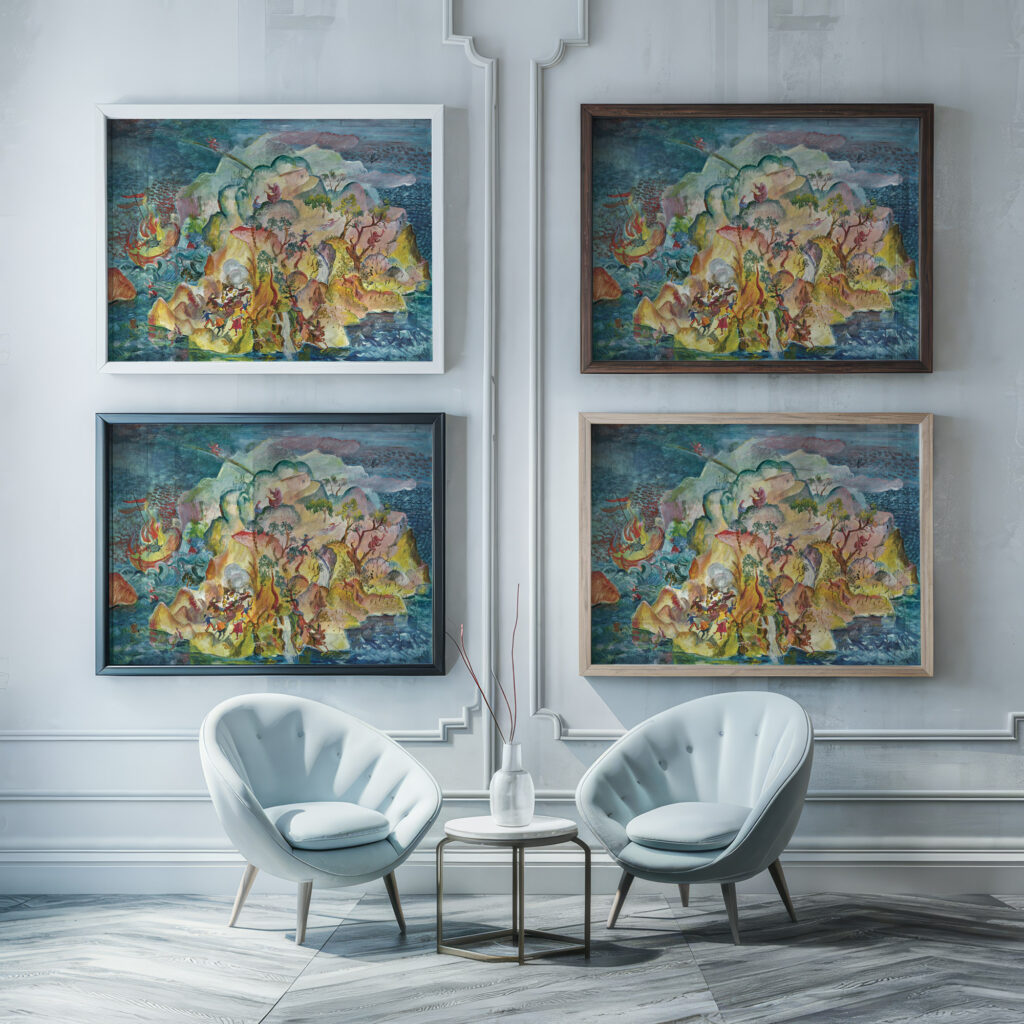 Die verzauberte Insel Sturm 1935 Oskar Laske framed posters mockup