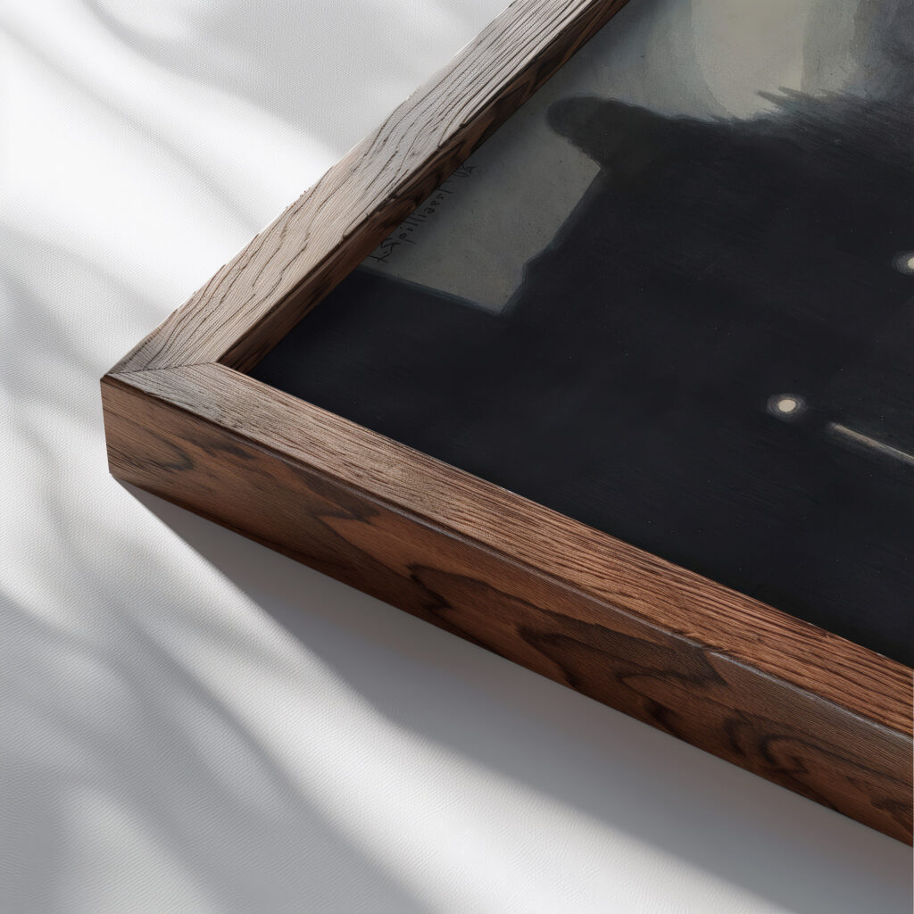 Digue Dostende Aux Reverberes 1908 Leon Spilliaert close up dark wood mockup