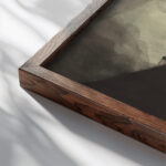 Digue et plage Chalet Royal et galeries dOstende 1908 Leon Spilliaert close up dark wood mockup