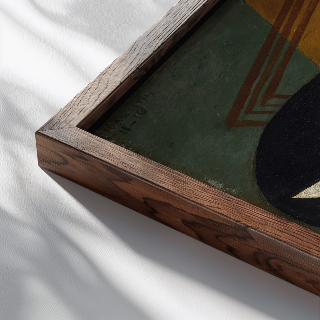 Dish of Fruit 1916 Juan Gris close up dark wood mockup