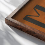 Dlia golosa 1923 El Lissitzky close up dark wood mockup