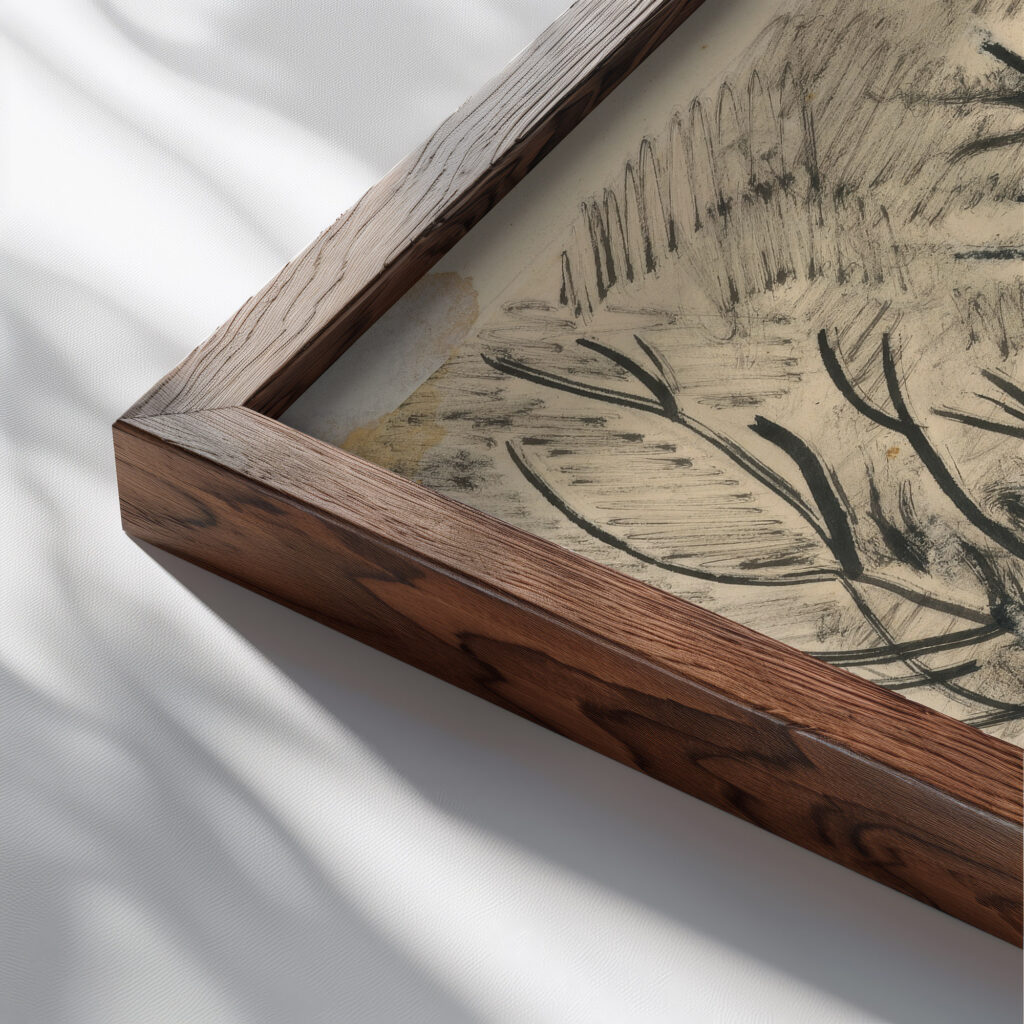 Dom v zahrade 1924–1928 Konstantin Bauer close up dark wood mockup