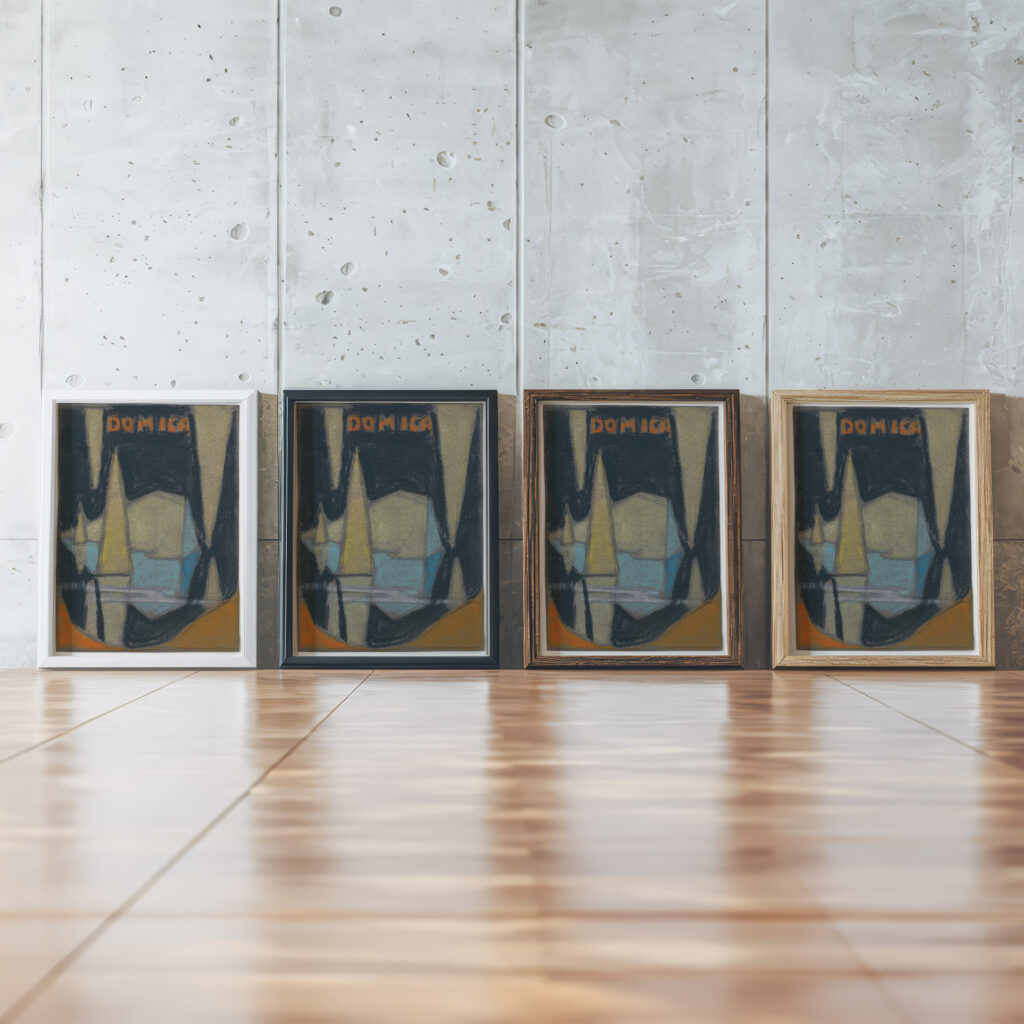 Dominica 1932 Zolo Palugyay framed posters mockup