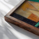 Dorp Village circa 1912 1914 Jacoba van Heemskerck close up dark wood mockup