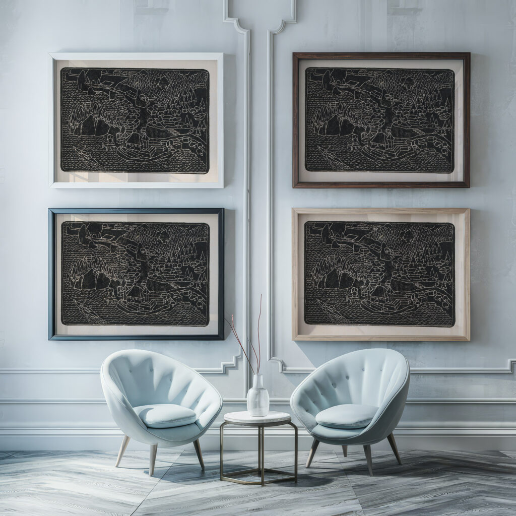 Dorpsgezicht aan de kust 1906 Reijer Stolk framed posters mockup