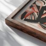 Drawing in two colors 1915 Winold Reiss close up dark wood mockup